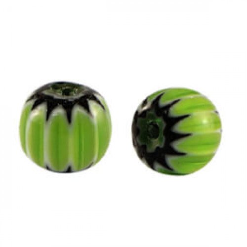Millefiori bead 6x7mm - Green